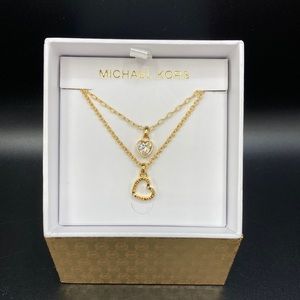 Michael Kors Double Layered Engraved Hearts Necklace